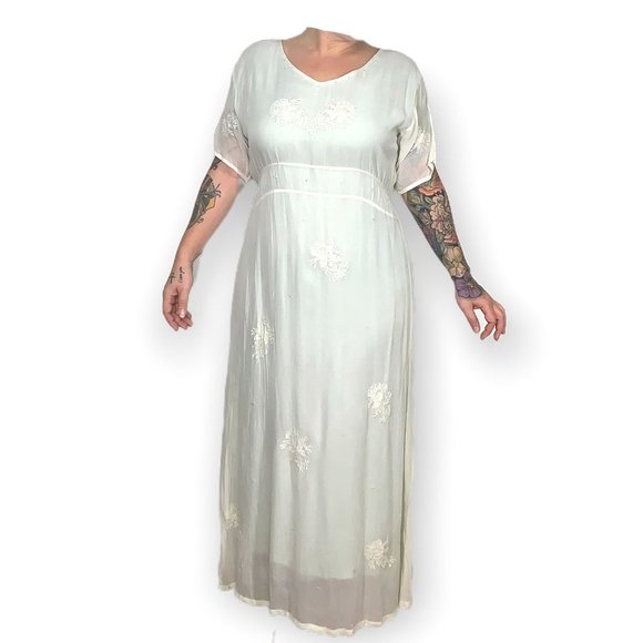 Vintage Dresses & Skirts - NWT Vintage 90's Papillon Crepe Layered Full Length Dress Large